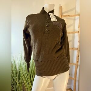 Quarterdeck Collection Wool Submarine Sweater Olive Brown Womens Medium VINTAGE